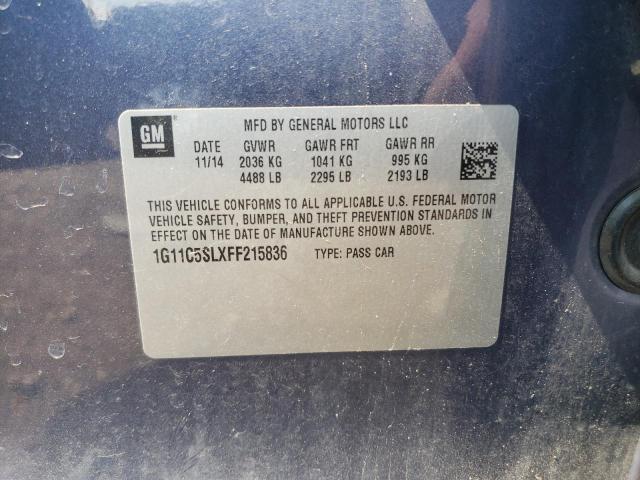 1G11C5SLXFF215836 - 2015 CHEVROLET MALIBU 1LT 蓝色 照片 12