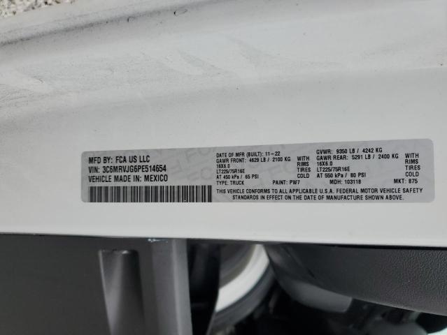 3C6MRVJG6PE514654 - 2023 RAM PROMASTER 3500 HIGH თეთრი ფოტო 12