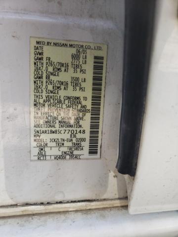5N1AR18W85C770148 - 2005 NISSAN PATHFINDER LE WHITE photo 13