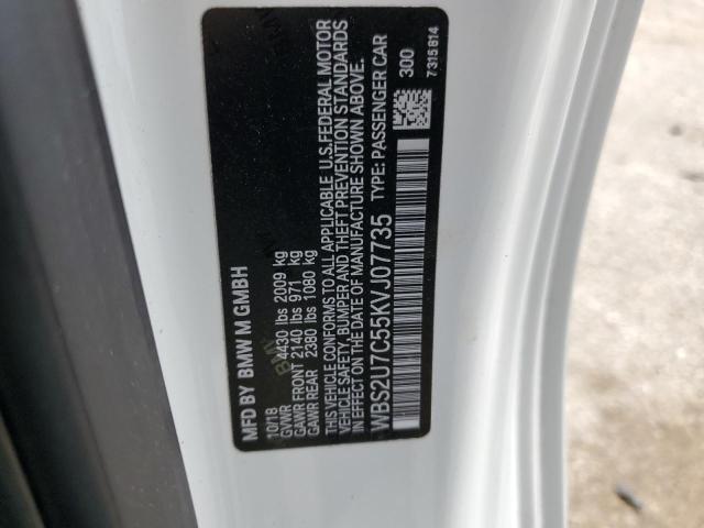 WBS2U7C55KVJ07735 - 2019 BMW M2 COMPETITION WHITE photo 12