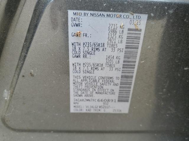 5N1AR2MN7FC660891 - 2015 NISSAN PATHFINDER S GRAY photo 13