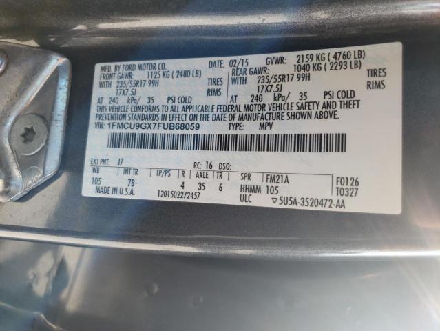 1FMCU9GX7FUB68059 - 2015 FORD ESCAPE SE GRAY photo 13