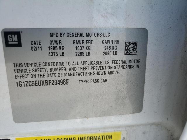 1G1ZC5EUXBF294989 - 2011 CHEVROLET MALIBU 1LT WHITE photo 12