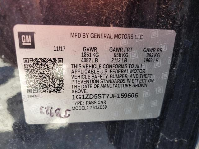 1G1ZD5ST7JF159606 - 2018 CHEVROLET MALIBU LT Чорний фото 12