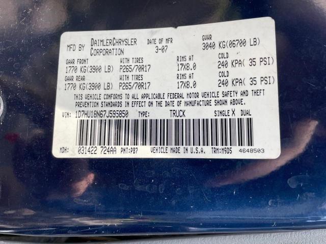 1D7HU18N67J595850 - 2007 DODGE RAM 1500 ST BLUE photo 10