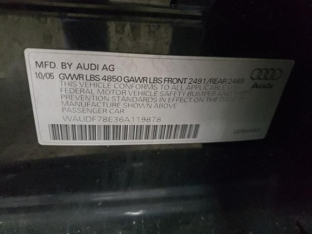 WAUDF78E36A119878 - 2006 AUDI A4 2.0T QUATTRO BLACK photo 12