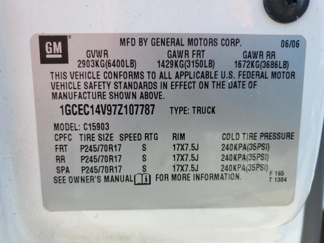 1GCEC14V97Z107787 - 2007 CHEVROLET SILVERADO C1500 CLASSIC WHITE photo 12