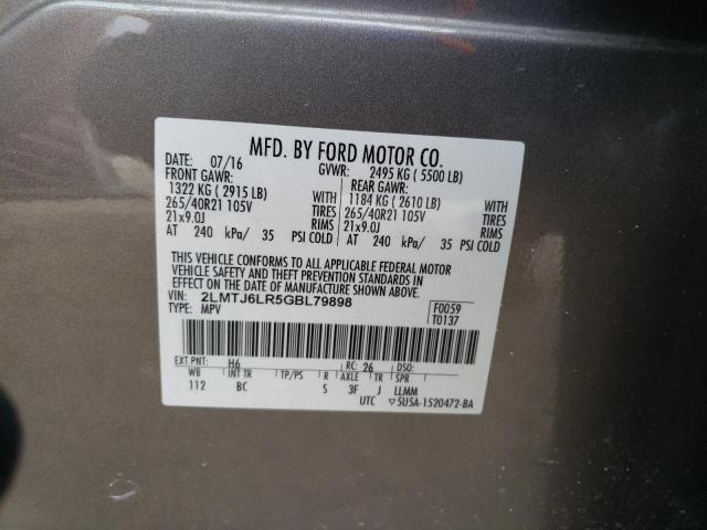 2LMTJ6LR5GBL79898 - 2016 LINCOLN MKX RESERVE ბეჟი ფოტო 14