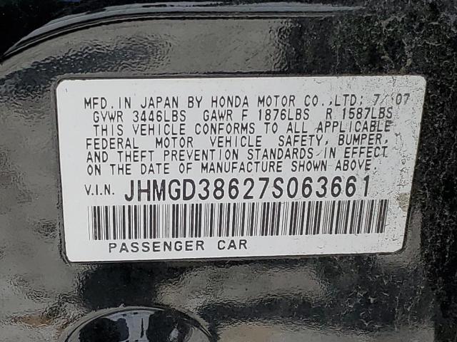 JHMGD38627S063661 - 2007 HONDA FIT S 黑色 照片 12