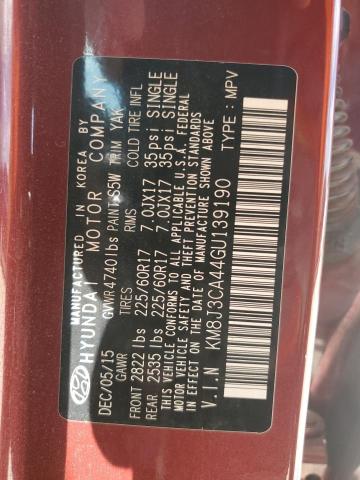 KM8J3CA44GU139190 - 2016 HYUNDAI TUCSON LIMITED MAROON photo 14