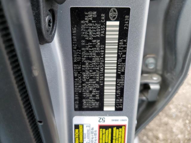 4T1G11AK5PU744810 - 2023 TOYOTA CAMRY SE NIGHT SHADE SILVER photo 12