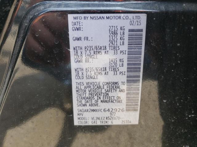 5N1AR2MMXFC642926 - 2015 NISSAN PATHFINDER S BLACK photo 14