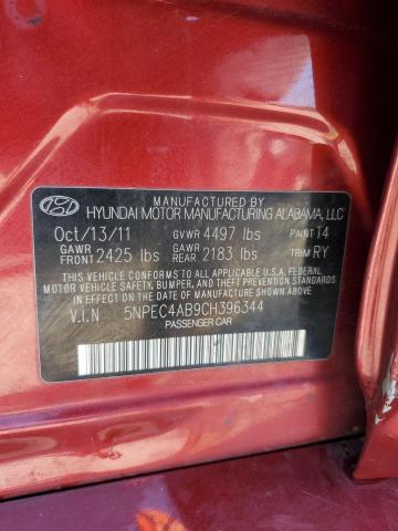 5NPEC4AB9CH396344 - 2012 HYUNDAI SONATA SE RED photo 12