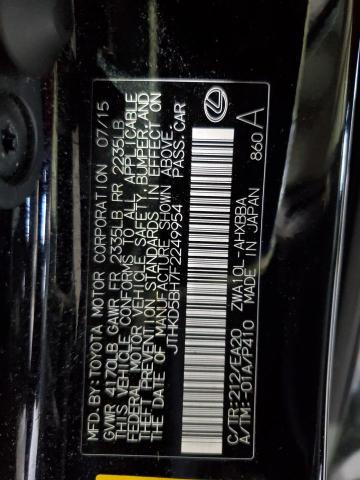 JTHKD5BH7F2249954 - 2015 LEXUS CT 200 BLACK photo 13