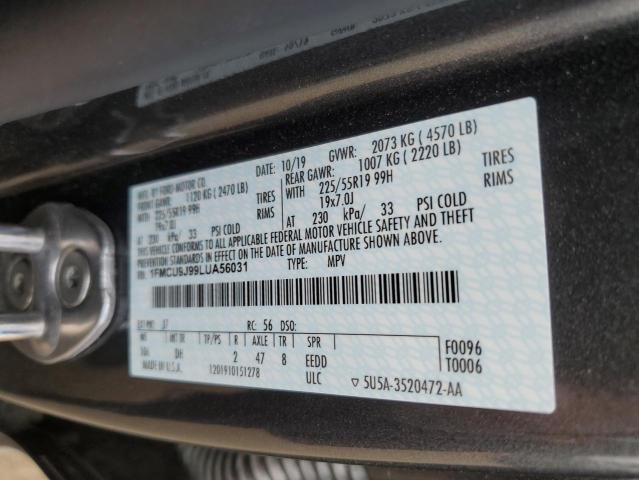 1FMCU9J99LUA56031 - 2020 FORD ESCAPE TITANIUM GRAY photo 13