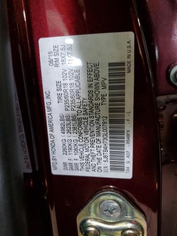 5J8TB4H73GL007812 - 2016 ACURA RDX ADVANCE BURGUNDY photo 13