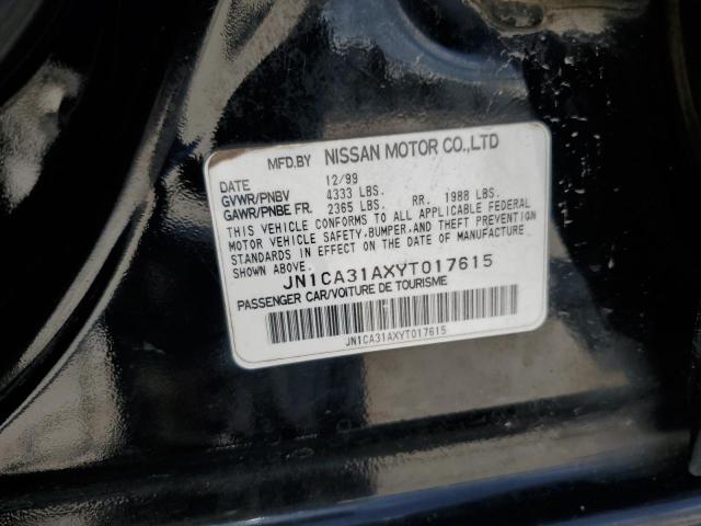 JN1CA31AXYT017615 - 2000 NISSAN MAXIMA GLE BLACK photo 12