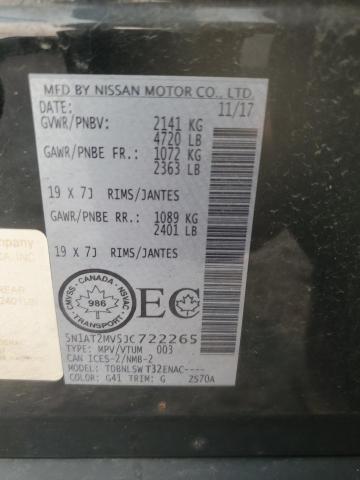 5N1AT2MV5JC722265 - 2018 NISSAN ROGUE S Czarny zdjęcie 12