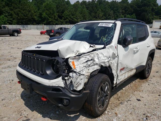 ZACCJBCB4HPF64663 - 2017 JEEP RENEGADE TRAILHAWK WHITE photo 2