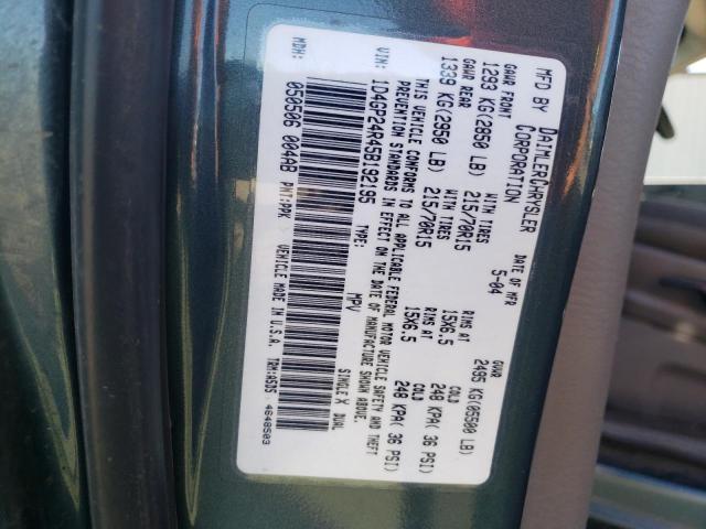 1D4GP24R45B192195 - 2005 DODGE GRAND CARA SE GRAY photo 12