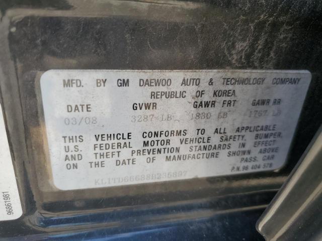 KL1TD66688B235897 - 2008 CHEVROLET AVEO BASE Qara foto 12