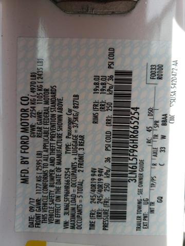 3LN6L5F96HR665254 - 2017 LINCOLN MKZ RESERVE თეთრი ფოტო 12