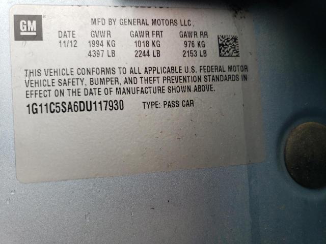 1G11C5SA6DU117930 - 2013 CHEVROLET MALIBU 1LT BLUE photo 12