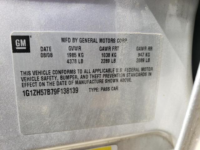 1G1ZH57B79F138139 - 2009 CHEVROLET MALIBU 1LT 银色 照片 12