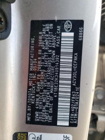 4T1BE32K34U914392 - 2004 TOYOTA CAMRY LE TAN photo 12