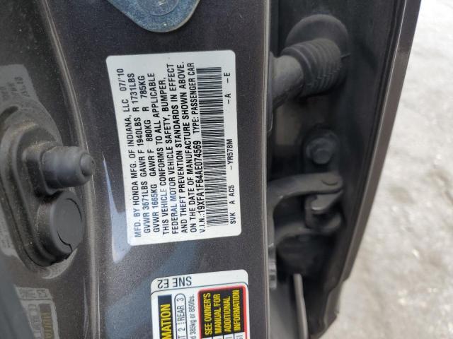 19XFA1F64AE074569 - 2010 HONDA CIVIC LX-S فحمي صورة 12