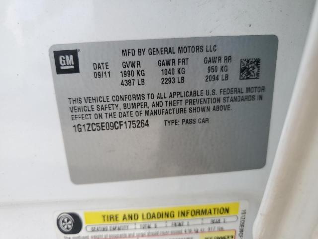 1G1ZC5E09CF175264 - 2012 CHEVROLET MALIBU 1LT WHITE photo 12