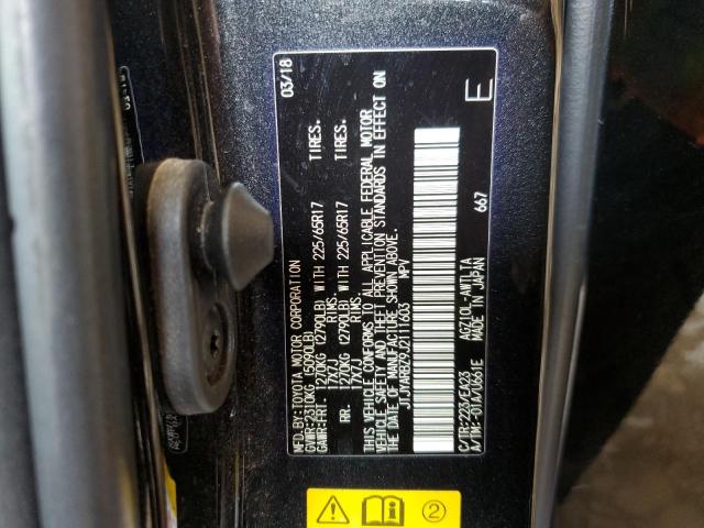 JTJYARBZ9J2111603 - 2018 LEXUS NX 300 BASE შავი ფოტო 13