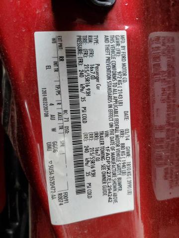 1FADP3K2XEL294242 - 2014 FORD FOCUS SE RED photo 12