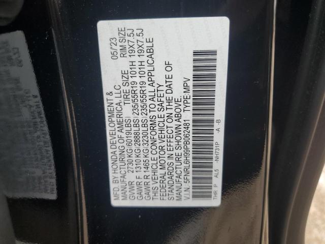 5FNRL6H99PB062481 - 2023 HONDA ODYSSEY ELITE BLACK photo 13