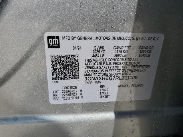 3GNAXHEG7RL311100 - 2024 CHEVROLET EQUINOX LS ვერცხლისფერი ფოტო 14