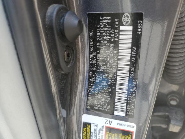 4T1BK3DB0BU384191 - 2011 TOYOTA AVALON BASE Boz foto 12