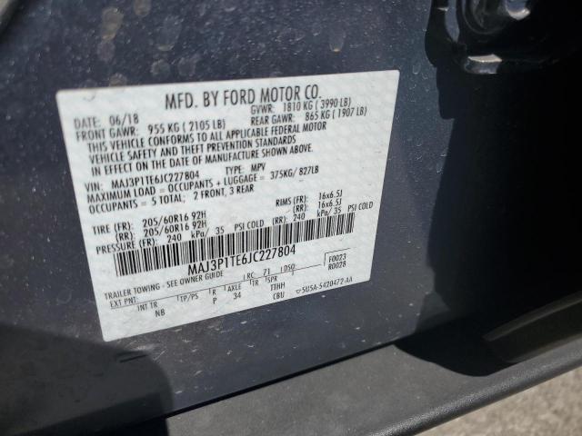 MAJ3P1TE6JC227804 - 2018 FORD ECOSPORT SE CHARCOAL photo 12