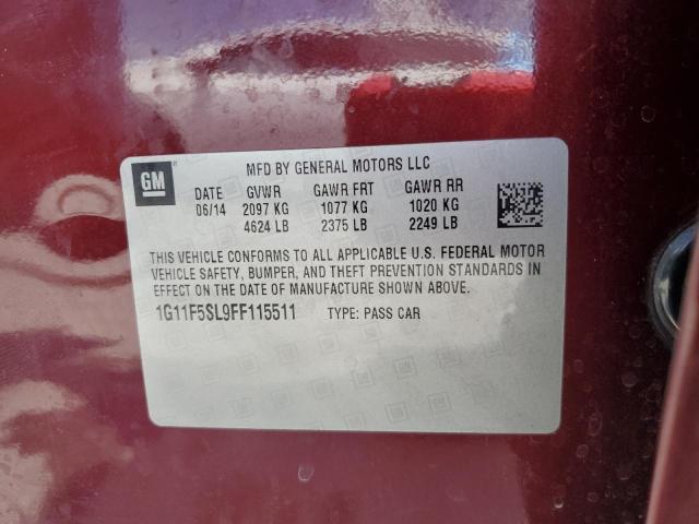 1G11F5SL9FF115511 - 2015 CHEVROLET MALIBU LTZ MAROON photo 12