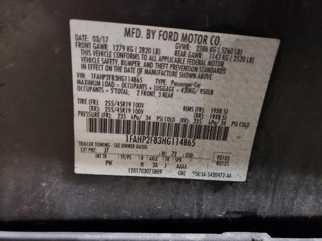 1FAHP2F83HG114865 - 2017 FORD TAURUS LIMITED GRAY photo 12