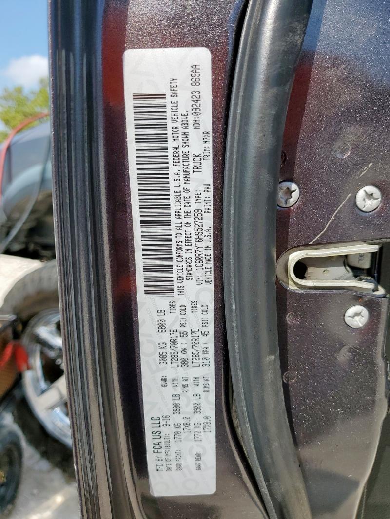 1C6RR7YT6HS527259 - 2017 RAM 1500 REBEL ნაცრისფერი ფოტო 12