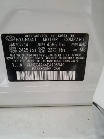 KMHEC4A44EA105949 - 2014 HYUNDAI SONATA HYBRID WHITE photo 12