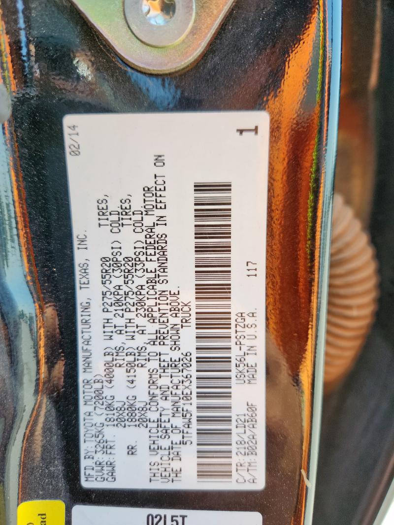 5TFAW5F10EX367026 - 2014 TOYOTA TUNDRA CREWMAX PLATINUM BLACK photo 12