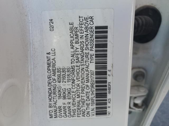 19XFL1H73RE017307 - 2024 HONDA CIVIC EXL WHITE photo 13