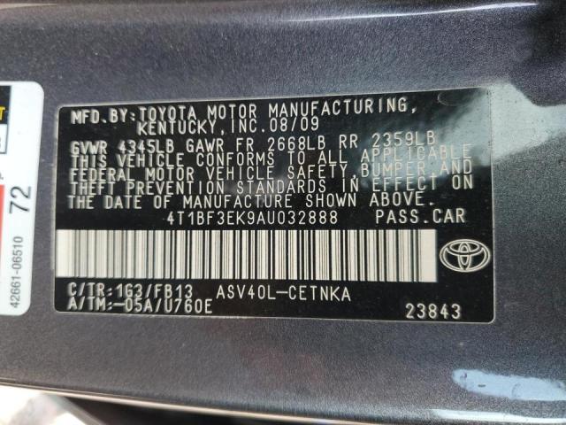 4T1BF3EK9AU032888 - 2010 TOYOTA CAMRY BASE GRAY photo 12