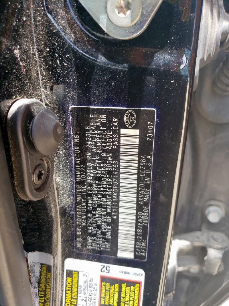 4T1T11AK0PU744793 - 2023 TOYOTA CAMRY SE NIGHT SHADE BLACK photo 12