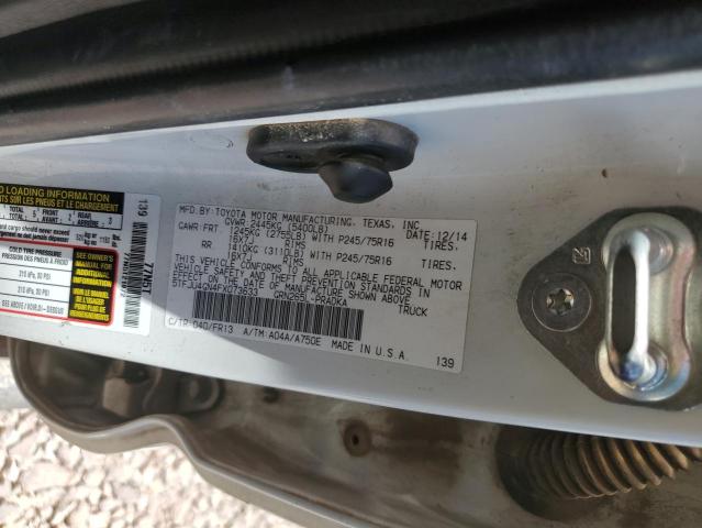 5TFJU4GN4FX073633 - 2015 TOYOTA TACOMA DOUBLE CAB PRERUNNER WHITE photo 12