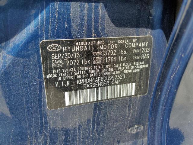 KMHDH4AE6DU992523 - 2013 HYUNDAI ELANTRA GLS BLUE photo 12