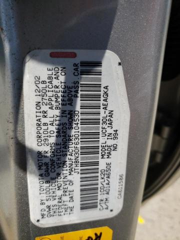 JTHBN30F630104530 - 2003 LEXUS LS 430 SILVER photo 12