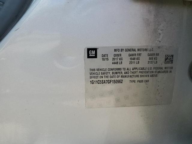 1G11C5SA7GF150962 - 2016 CHEVROLET MALIBU LIM LT ვერცხლისფერი ფოტო 12