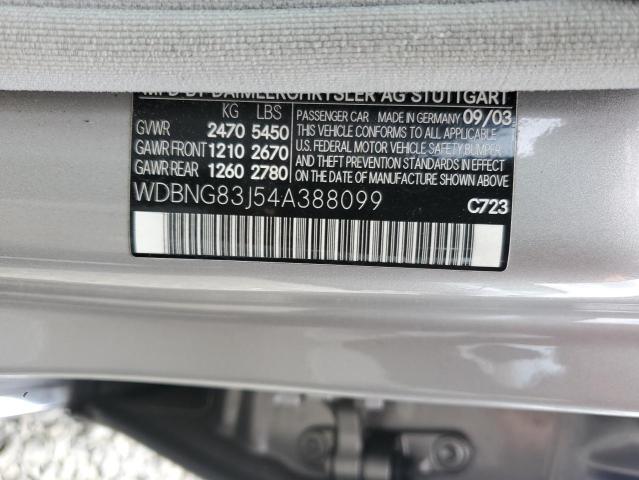 WDBNG83J54A388099 - 2004 MERCEDES-BENZ S 430 4MATIC SILVER photo 12
